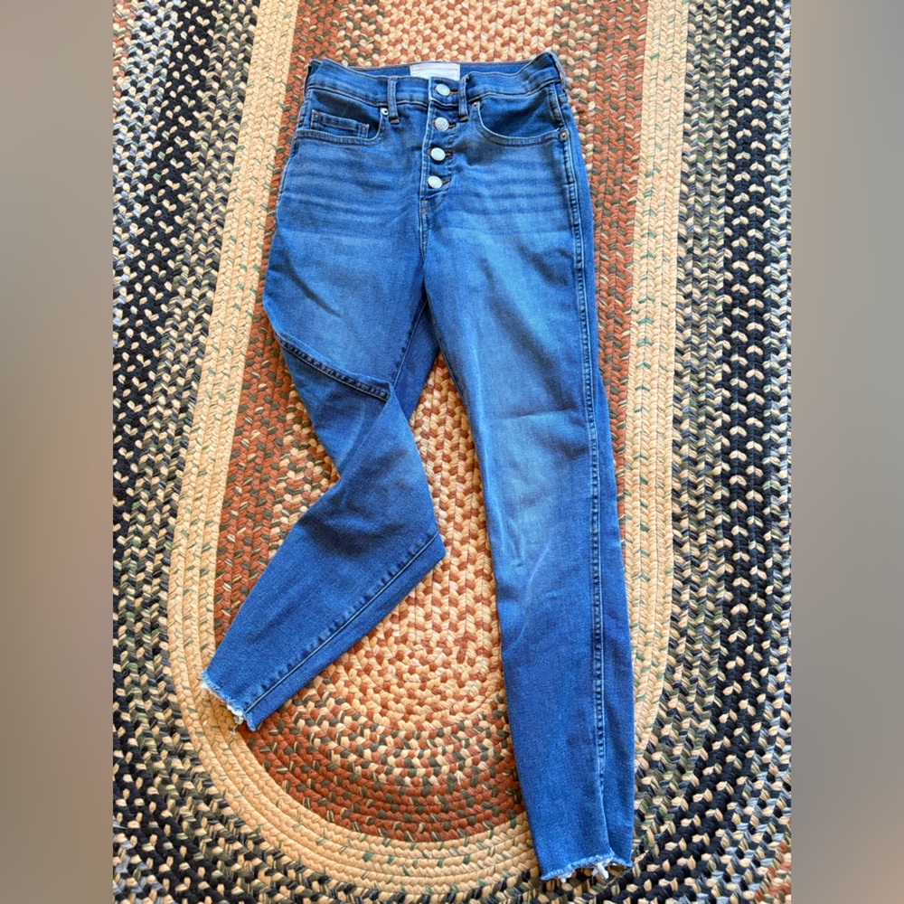 Everlane Classic Blue Skinny Jeans High Rise Button Fly